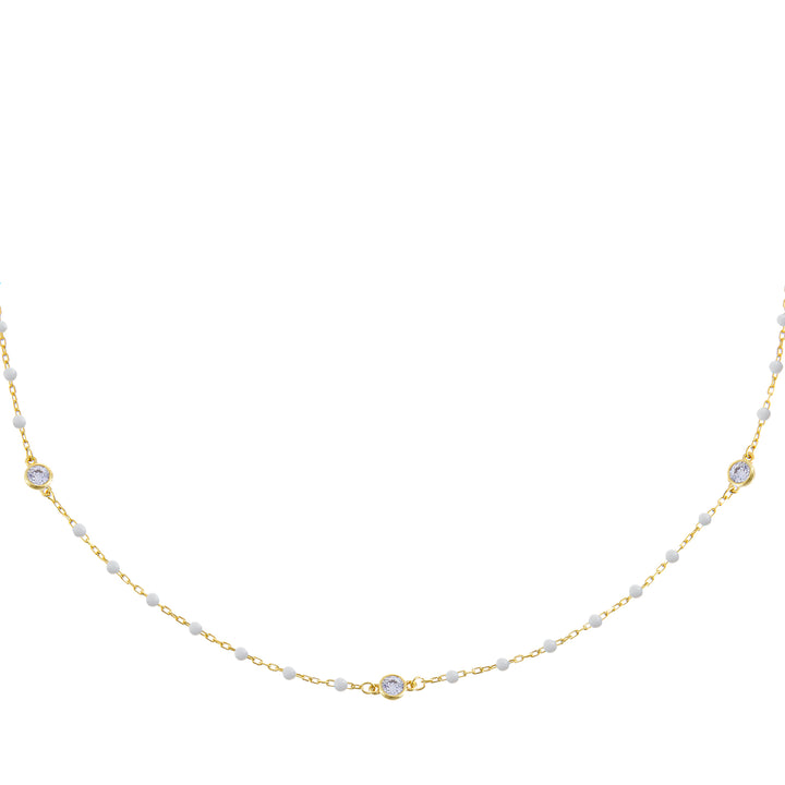 White Bezel X Enamel Beaded Necklace - Adina Eden's Jewels