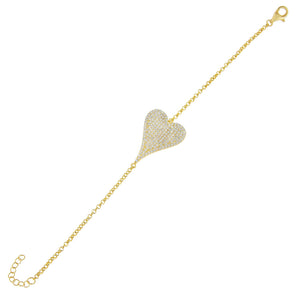 Gold Pavé Large Heart Bracelet - Adina Eden's Jewels