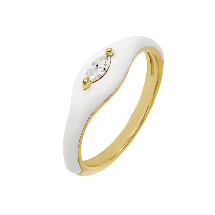 White / 6 CZ Half Enamel Ring - Adina Eden's Jewels