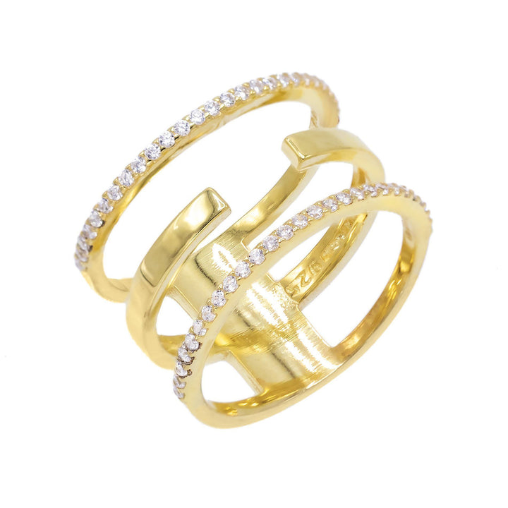 Gold / 6 3 Row Stone Ring - Adina Eden's Jewels