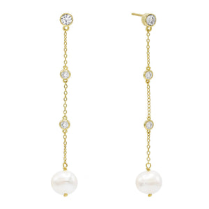 Pearl White Pearl Bezel Drop Stud Earring - Adina Eden's Jewels