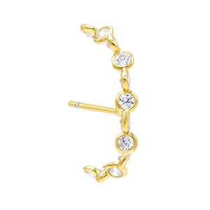 Gold / Single Twisted Bezel Hook Stud Earring - Adina Eden's Jewels