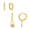 Gold CZ Mini Lock Earring Combo Set - Adina Eden's Jewels