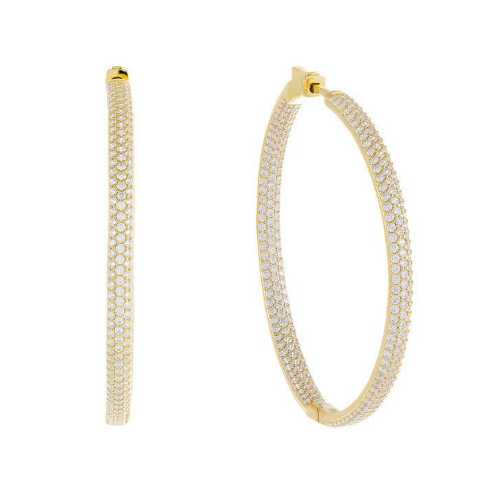 Gold / 50 MM Large Pavé Hoop Earring - Adina Eden's Jewels