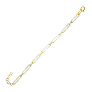 Gold Pavé Oval Link Bracelet - Adina Eden's Jewels