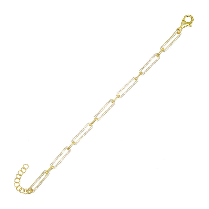 Gold Pavé Oval Link Bracelet - Adina Eden's Jewels
