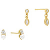 Combo Pearl X Bezel Stud Earring Combo Set - Adina Eden's Jewels