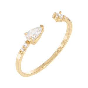 14K Gold / 6 Teardrop X Round CZ Open Ring 14K - Adina Eden's Jewels