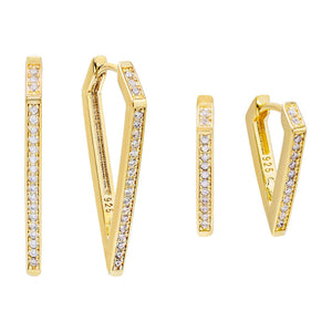 Gold Pavé Triangular Hoop Earring Combo Set - Adina Eden's Jewels