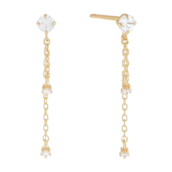 14K Gold Mini CZ Dangle Stud Earring 14K - Adina Eden's Jewels