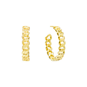 Gold Cuban Link Hoop Earring - Adina Eden's Jewels