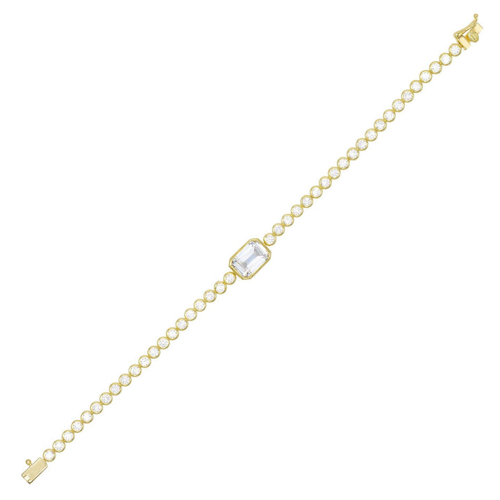 Gold Bezel Stone Bracelet - Adina Eden's Jewels