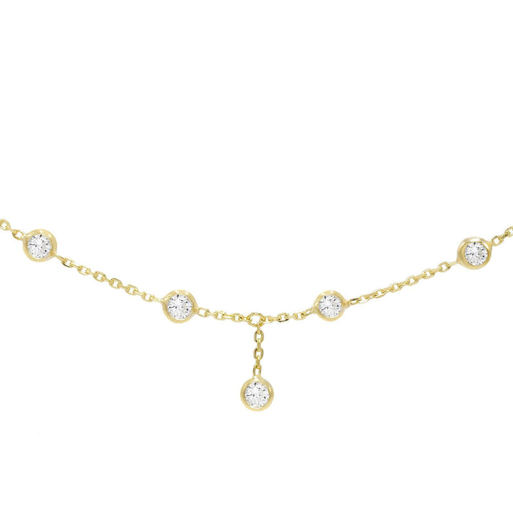 14K Gold Hanging Bezel Choker/Necklace 14K - Adina Eden's Jewels