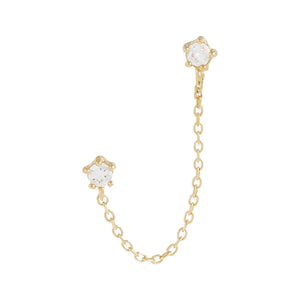 14K Gold / Single CZ Chain Stud Earring 14K - Adina Eden's Jewels
