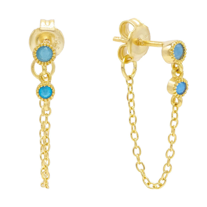 Turquoise Turquoise Chain Stud Earring - Adina Eden's Jewels