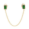 Emerald Green / Single Baguette Chain Stud Earring - Adina Eden's Jewels