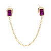 Magenta / Single Baguette Chain Stud Earring - Adina Eden's Jewels