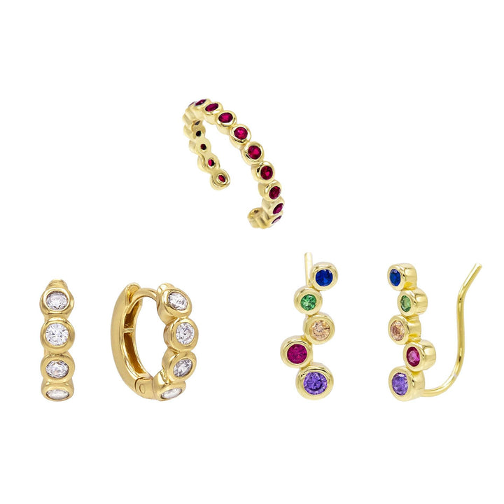 Combo Colored Bezel Earring Combo Set - Adina Eden's Jewels