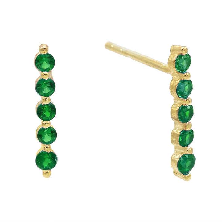 Emerald Green Long Bezel Stud Earring - Adina Eden's Jewels