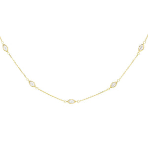 14K Gold CZ Marquise Choker 14K - Adina Eden's Jewels