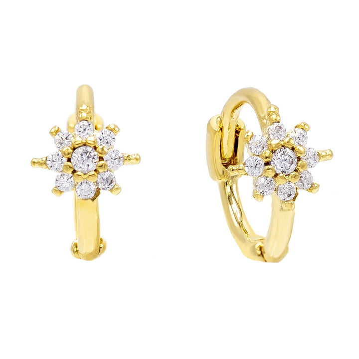 Gold Mini Flower Huggie Earring - Adina Eden's Jewels