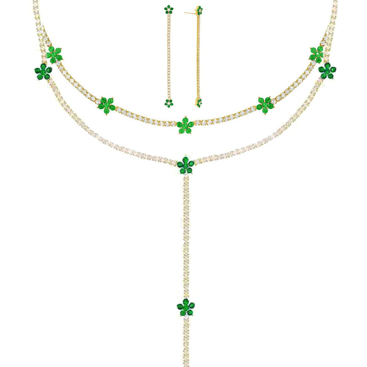 Emerald Green Mega Flower Tennis Combo Set - Adina Eden's Jewels