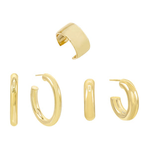 Gold Solid Earring Combo Set - Adina Eden's Jewels