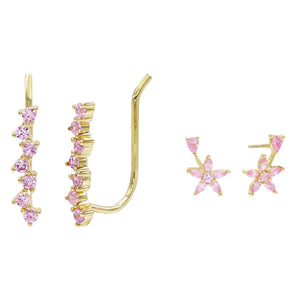  Pastel Flower x Ear Climber Combo Set - Adina Eden's Jewels