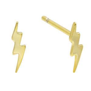 Gold Lightning Bolt Stud Earring - Adina Eden's Jewels