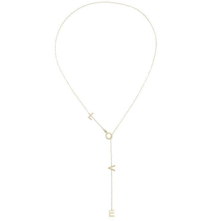 14K Gold Love Letter Lariat Necklace Adina Eden Jewels