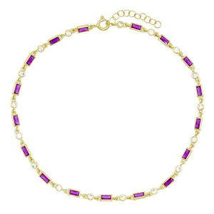 Magenta Baguette Bezel Anklet - Adina Eden's Jewels