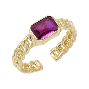 Magenta Baguette Links Ring - Adina Eden's Jewels