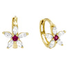 Ruby Red CZ Flower Huggie Earring 14K - Adina Eden's Jewels