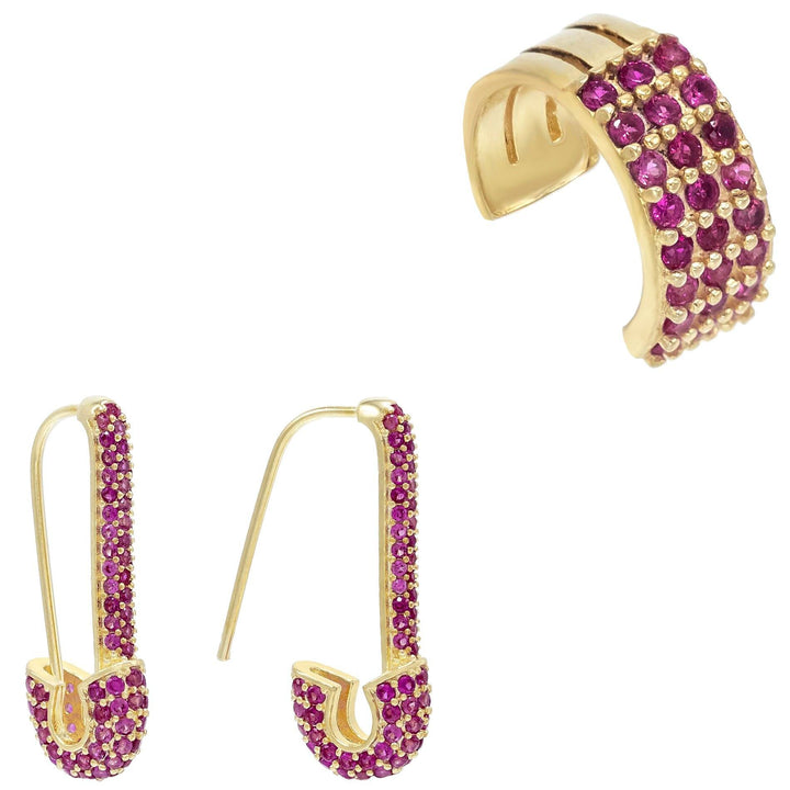  Colored Safety Pin Earring Combo Set - Adina Eden's Jewels