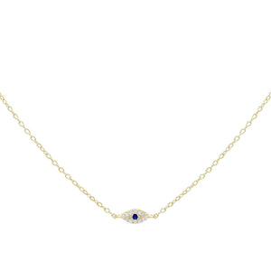 Sapphire Blue Mini Evil Eye Necklace - Adina Eden's Jewels