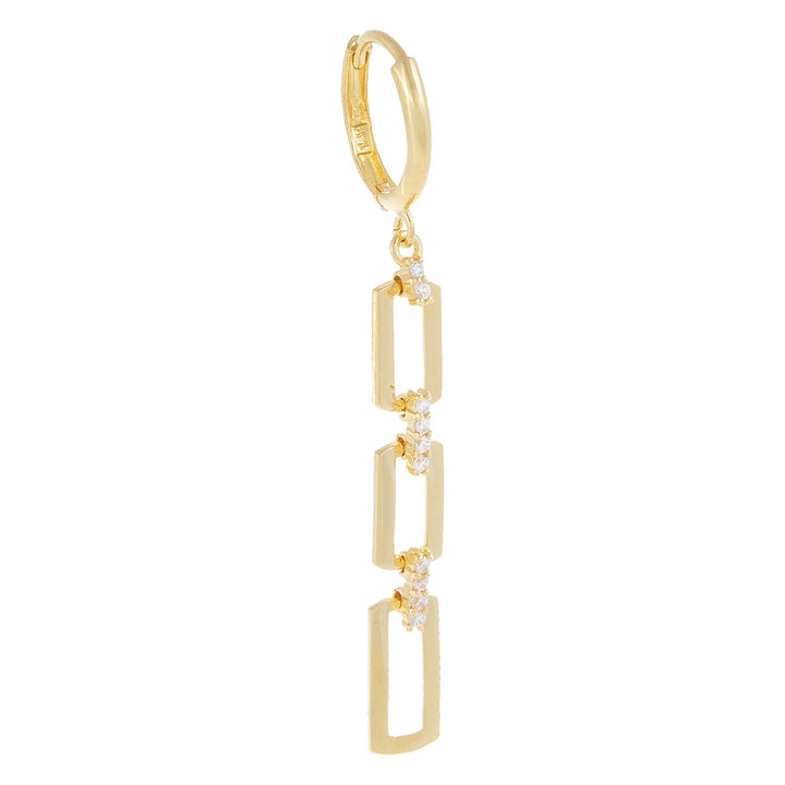 14K Gold / Single Pavé Drop Link Huggie Earring 14K - Adina Eden's Jewels