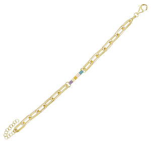 Multi-Color Chunky Bar Chain Bracelet - Adina Eden's Jewels