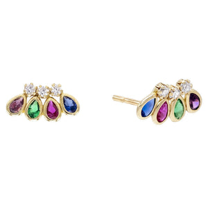 14K Gold / Single Multi Teardrop Stud Earring 14K - Adina Eden's Jewels