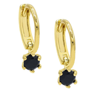 Onyx Hanging Bezel Mini Huggie Earring - Adina Eden's Jewels