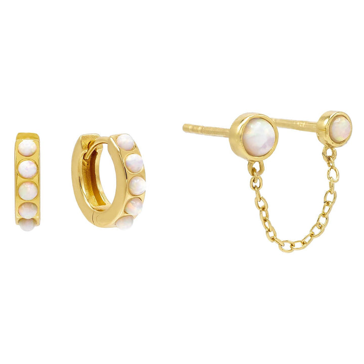 Combo Opal Stud x Huggie Earring Combo Set - Adina Eden's Jewels