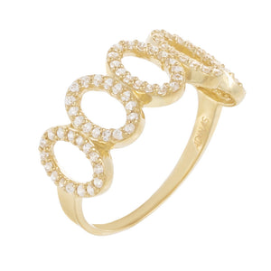 14K Gold / 7 CZ Pavé Oval Link Ring 14K - Adina Eden's Jewels