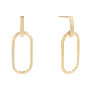 14K Gold / Pair Oval Link Drop Earring 14K - Adina Eden's Jewels