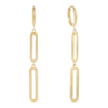 14K Gold / Pair Paperclip Drop Huggie Earring 14K - Adina Eden's Jewels