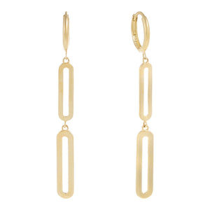 14K Gold / Pair Paperclip Drop Huggie Earring 14K - Adina Eden's Jewels