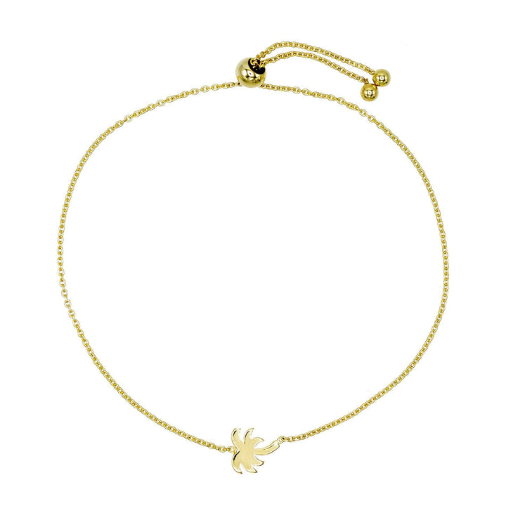 14K Gold Palm Tree Adjustable Bracelet 14K - Adina Eden's Jewels