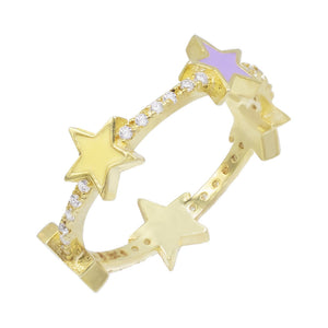 Multi-Color / 6 Enamel Stars Ring - Adina Eden's Jewels