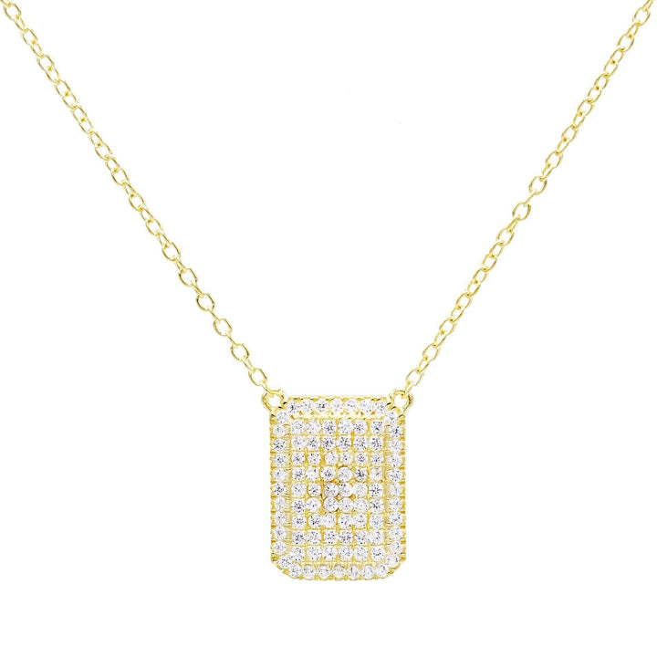 Gold Pavé Dog Tag Necklace - Adina Eden's Jewels