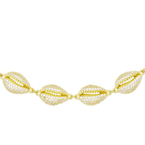 Gold Pavé Shell Choker - Adina Eden's Jewels
