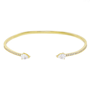 Gold Pear Stone Bangle - Adina Eden's Jewels