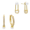 Combo Safety Pin X Pearl Earring Combo Set - Adina Eden's Jewels
